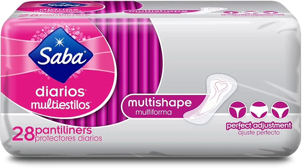 Saba Diarios Multiestilos Multishape Pantiliners, Ultra-Discreet, 168 Count (6 Packs of 28)