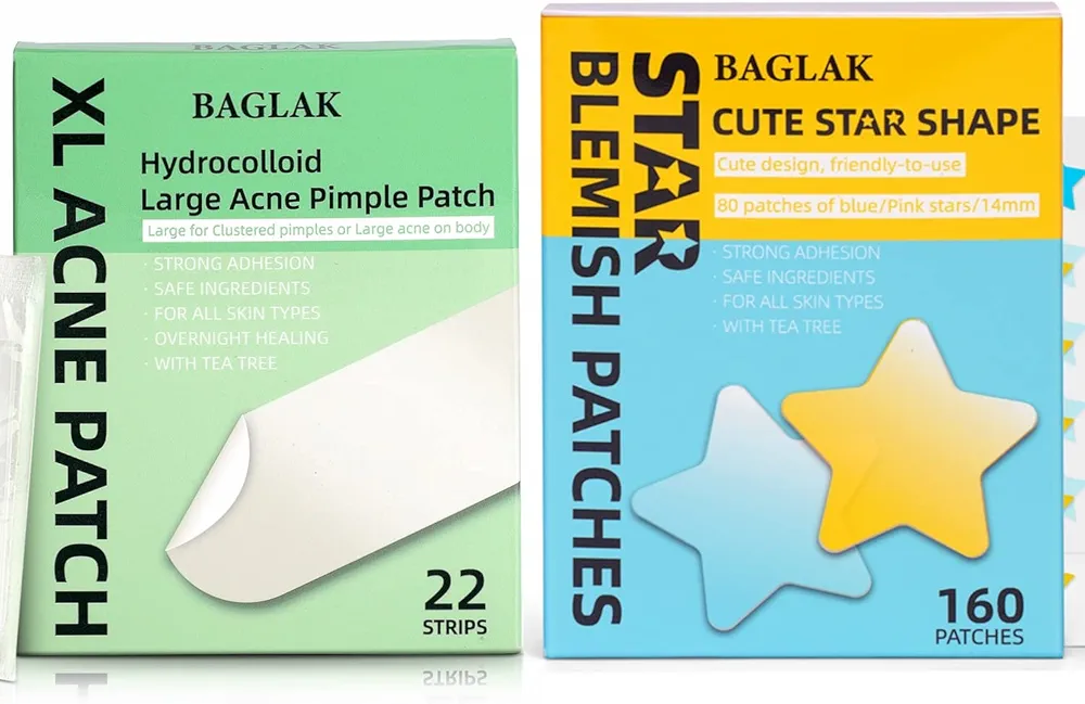 BAGLKA Acne Patch Bundle - Star Patch-160 Patches & Large XL Pimple-22 Patches