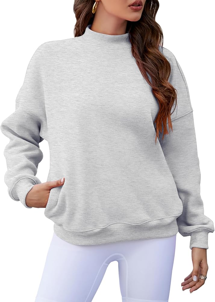 Sherosa Womens Oversized Sweatshirt With Pockets Turtleneck Pollover Long Sleeve Fall Tops 2023