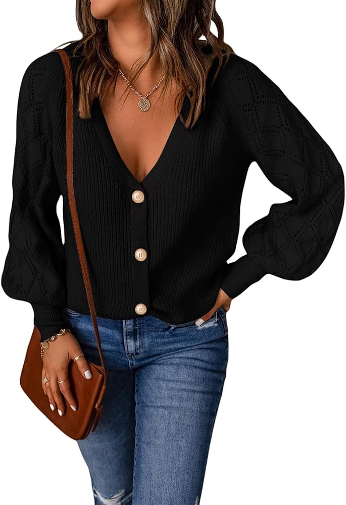 Astylish Women Long Sleeve Open Front Knit Button Down Cardigan Sweaters