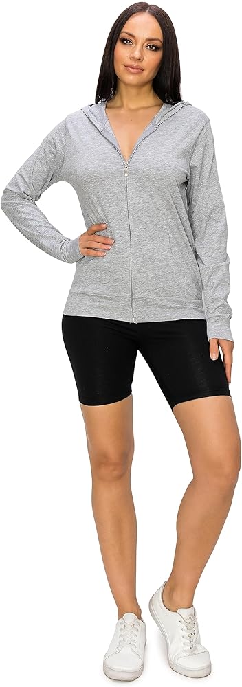 Eevee Women's Full Zip Hoodie - Lightweight Jacket Active Sweater Hooded Sweatshirt Slim Fitting Yoga Activewear