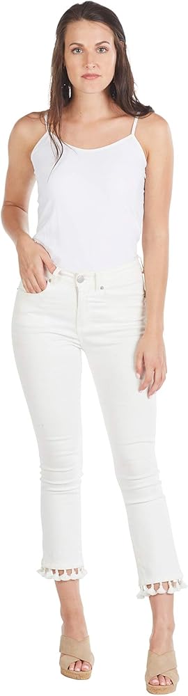 Mud Pie womens HARRISON TASSEL JEANS WH XS, White, X-Small US