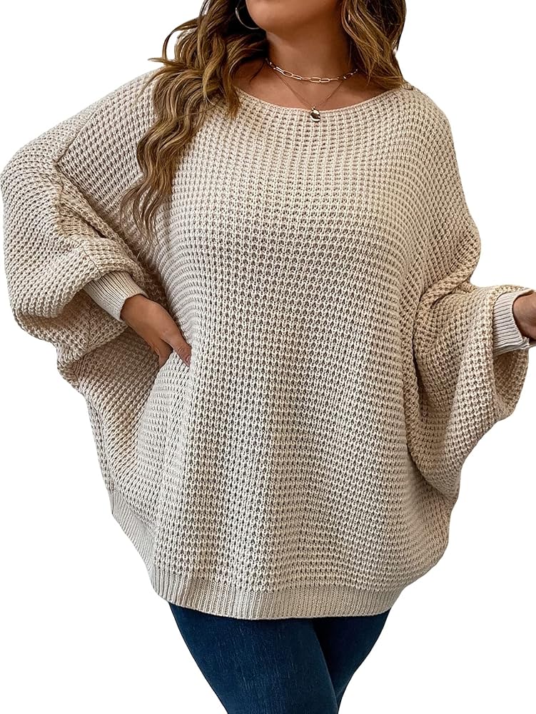 SOLY HUX Women's Plus Size Crewneck Long Sleeve Casual Sweater Pullover Tops