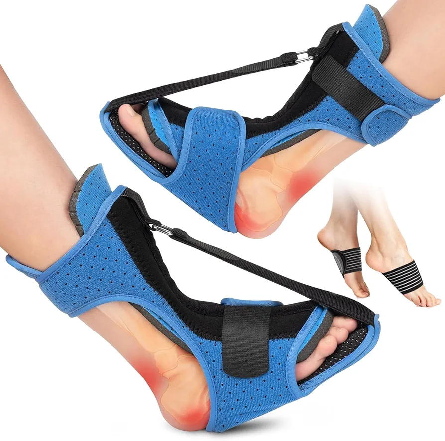 Plantar Fasciitis Night Splint: 2 Pack Plantar Fasciitis Brace for Women Men with Arch Support | Dual Effective Plantar Fasciitis Relief Achilles Tendonitis Foot Drop Heel Pain Blue