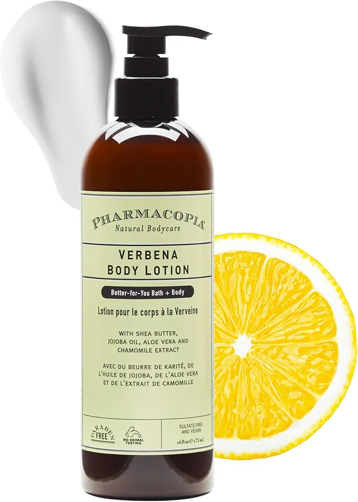 Pharmacopia Verbena Body Lotion - Hydrating Natural Moisturizer with Aromatherapy Benefits - Cruelty-Free Vegan Skin Care - Shea Butter, Aloe Vera, and Jojoba Oil - Lotion for Dry Skin, 16 oz