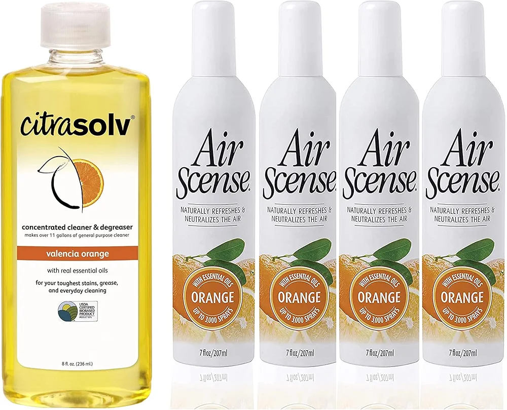 Citra Solv & Air Scense | Special Bundle | Concentrated Cleaner & Degreaser | Essential Oil Air Freshener | Household Cleaner Non-Aerosol | Valencia Orange