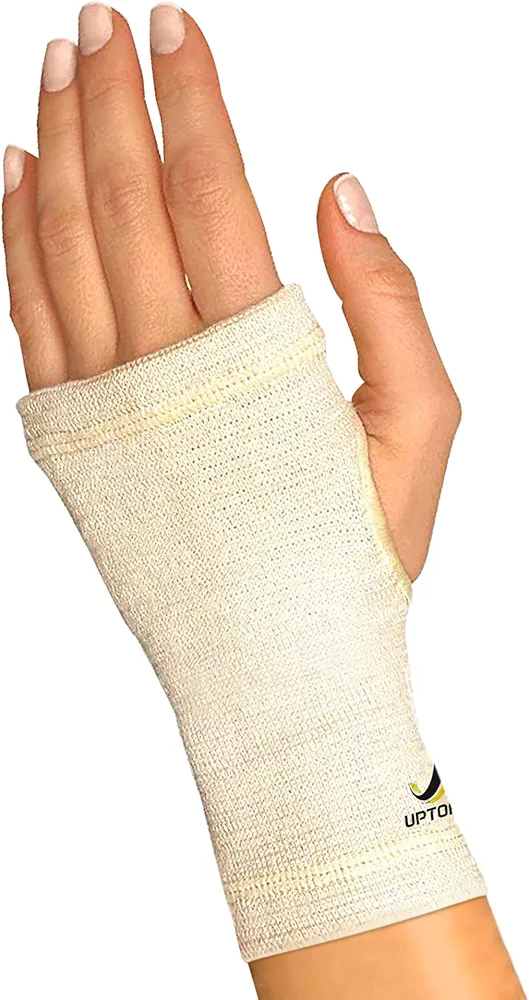 Copper Wrist Compression Sleeve, Hand Brace Wrist Support for Carpal Tunnel, Wrist Brace for Tendonitis, Breathable Copper Compression Sleeve, White/Skin in Small, Pack of 1