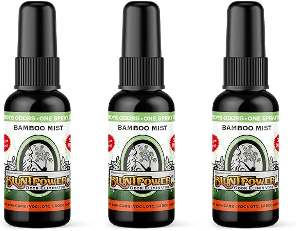 BluntPower (Bamboo Mist, 3 Pack) Concentrated Odor Eliminator and Diffuser Oil - Room Deodorizer, Odor Eliminator, and - Premium Oil Based Air Freshener & Odor Eliminator Spray