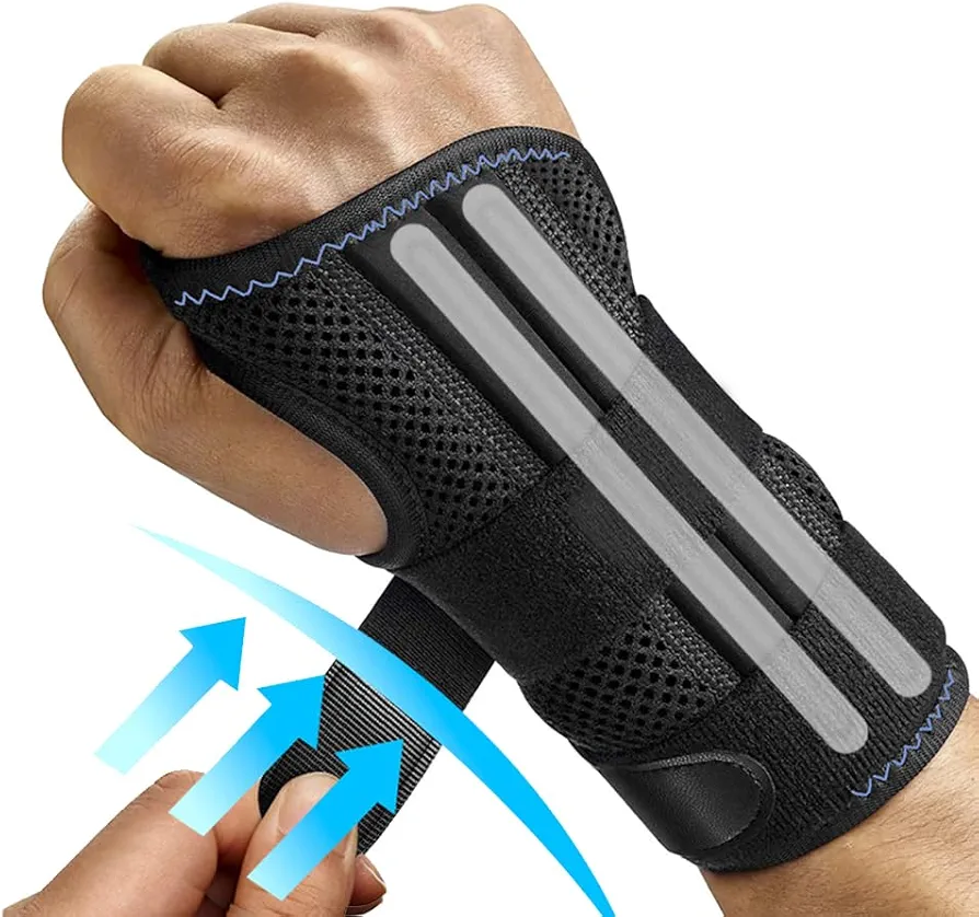 Carpal Tunnel Wrist Brace for Left Right Hand, Hand Night Wrist Support Splints Brace with Adjustable 2 Straps and Metal Splint Stabilizer For Arthritis Tendonitis Pain Relief