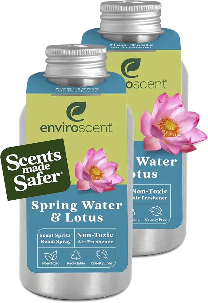 Enviroscent Non-Toxic Air Freshener for Home (Spring Water & Lotus) Air Freshener Spray | Room Spray and Bathroom Spray | 2 recyclable Scent Spritz™ refills