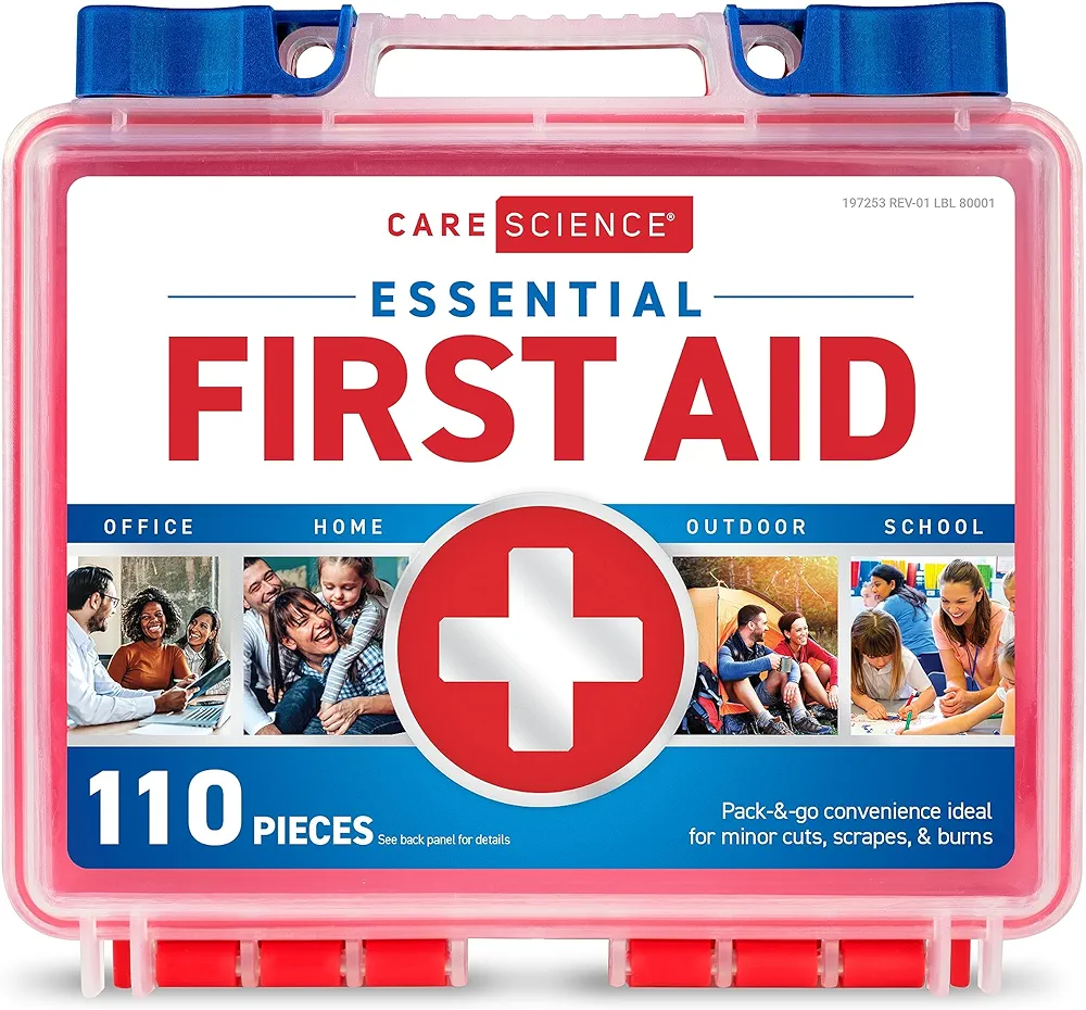 Care Science First Aid Kit, 110 Pieces | Professional Use for Travel, Work, School, Home, Car, Survival, Camping, Hiking, and More