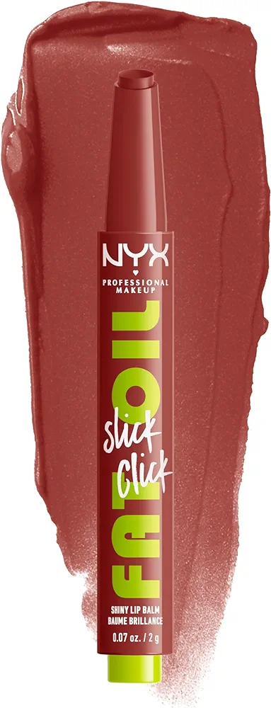 NYX PROFESSIONAL MAKEUP Fat Oil Slick Click, Lightweight, Buildable, Pigmented Vegan Lip Balm - Going Viral