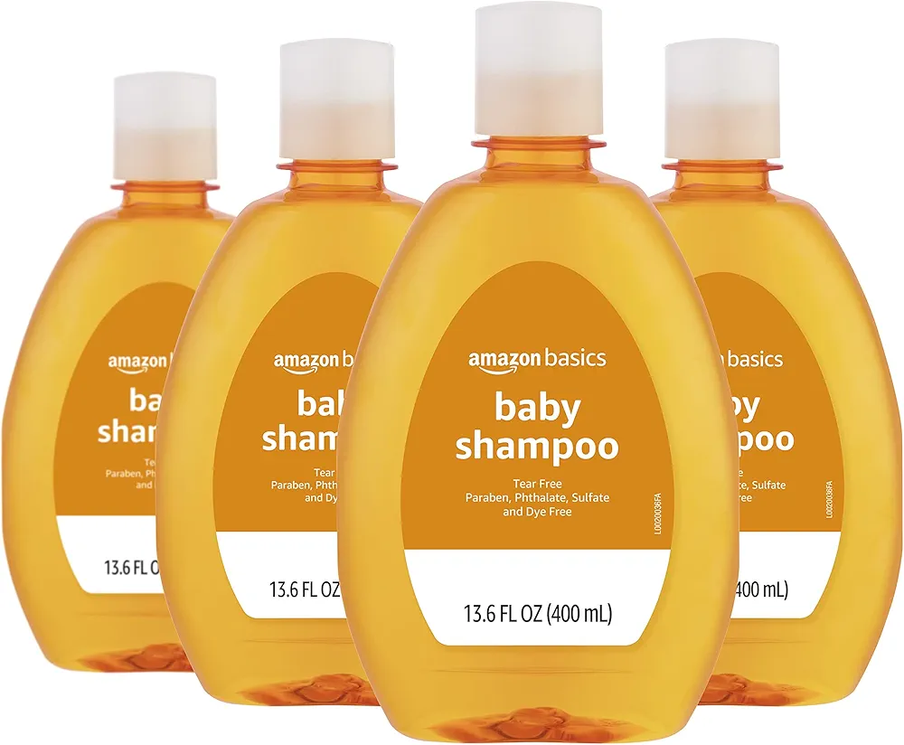 Amazon Basics Tear-Free Baby Shampoo, 13.6 Fluid Ounce, 4-Pack (Previously Solimo)