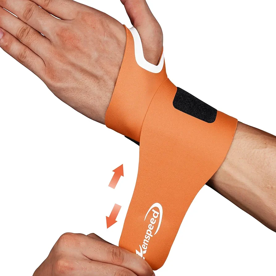 Wrist Brace Compression Strap Wrist Support Pain Relief, Carpal Tunnel Wrist Brace, for High-impack Sport, Adjustable, Breathable, Fits Both Hands, for Men and Women (1, Orange)