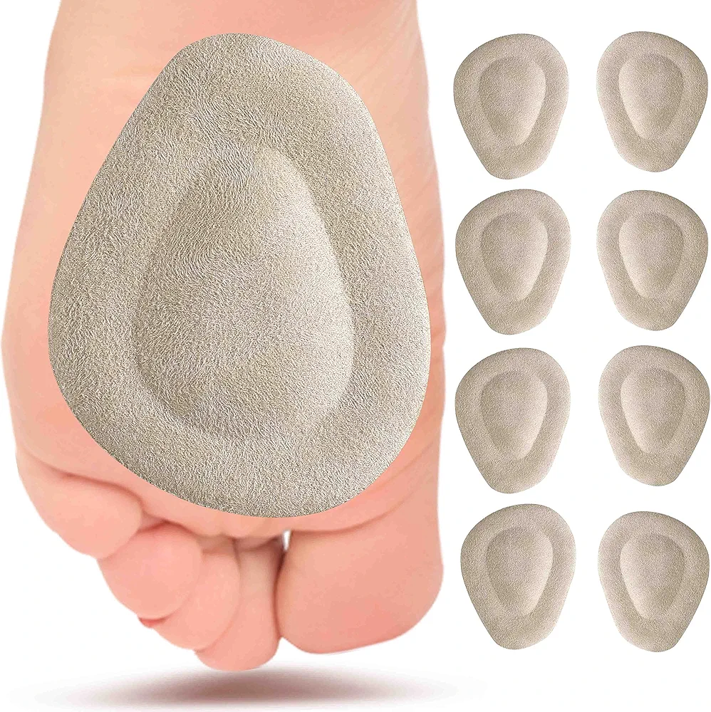 Metatarsal Pads, 8 Pack, Fleece Surface Gel, Metatarsal Foot Pain Relief, Suitable for Men and Women, Arch Drop Design, Ball of Foot Cushion