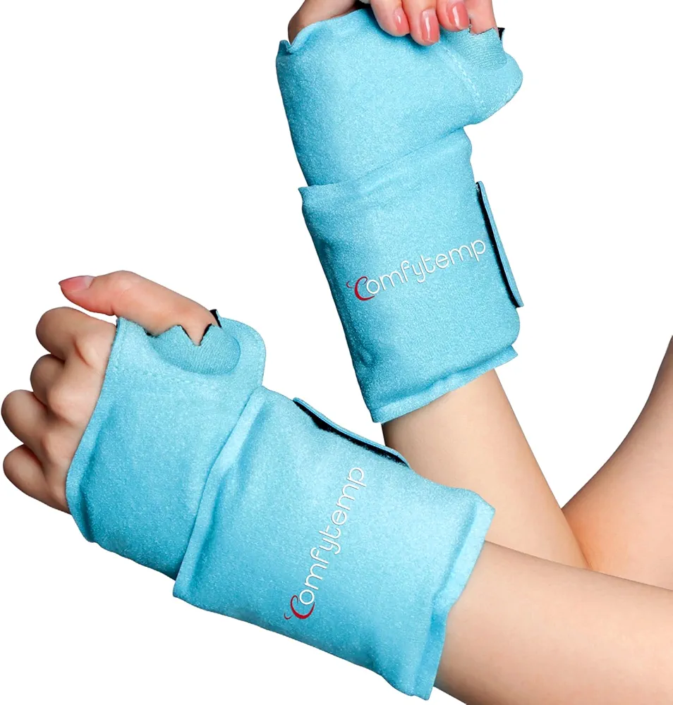 Comfytemp Wrist Ice Pack Wrap for Carpal Tunnel Relief 2 Pack and Ice Pack for Back Pain Relief Bundles