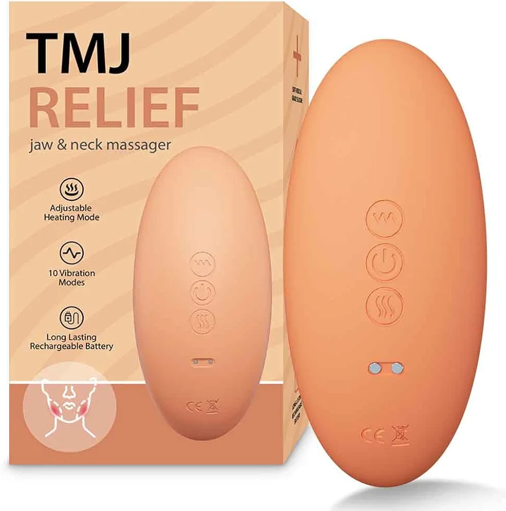 TMJ Relief Products Jaw Massager with Dual Motor Vibrating- Gentle Vibration for TMJ Massage Heating Tool for Pain Relief, Tension, Stiffness, and Headaches