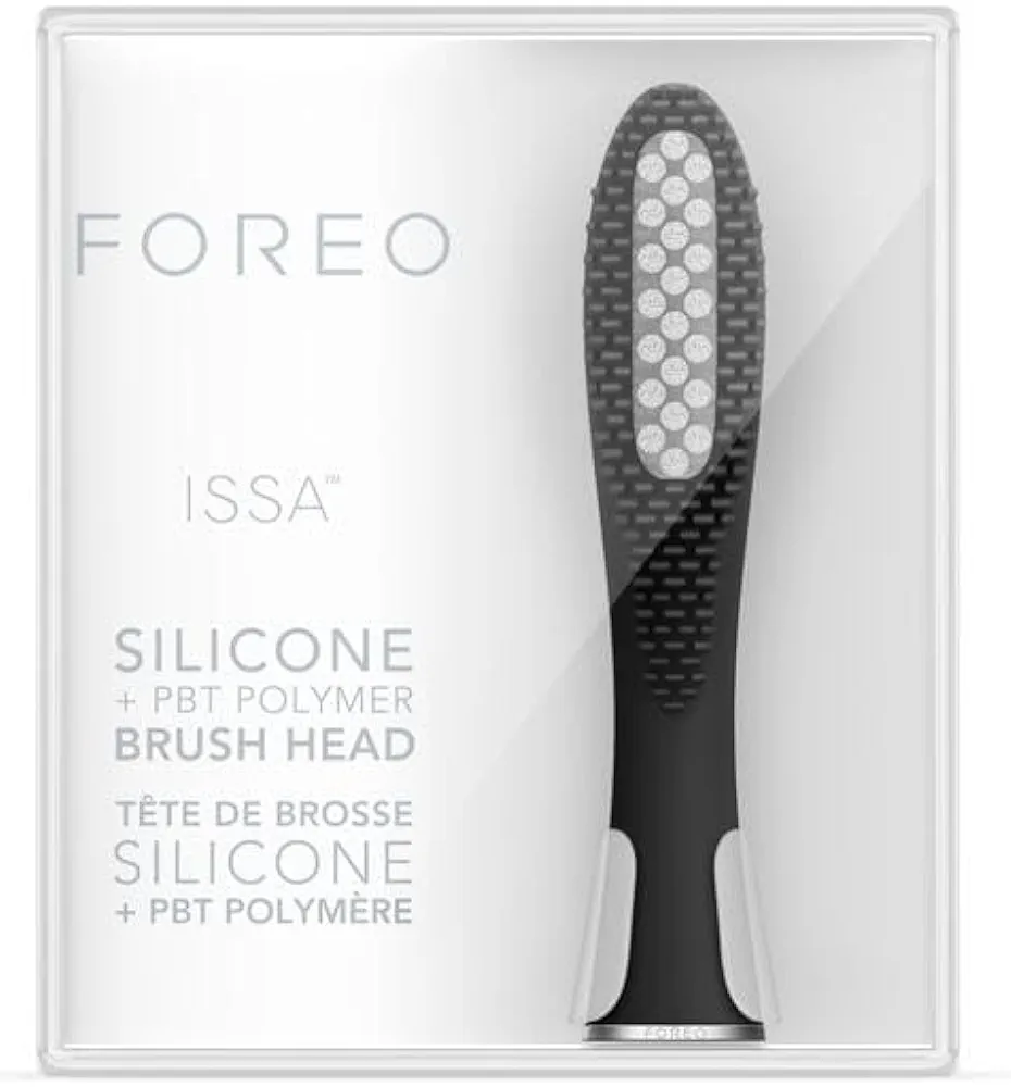 FOREO ISSA Hybrid Wave Brush Head Black, Medical-Grade Silicone & PBT Polymer Bristles