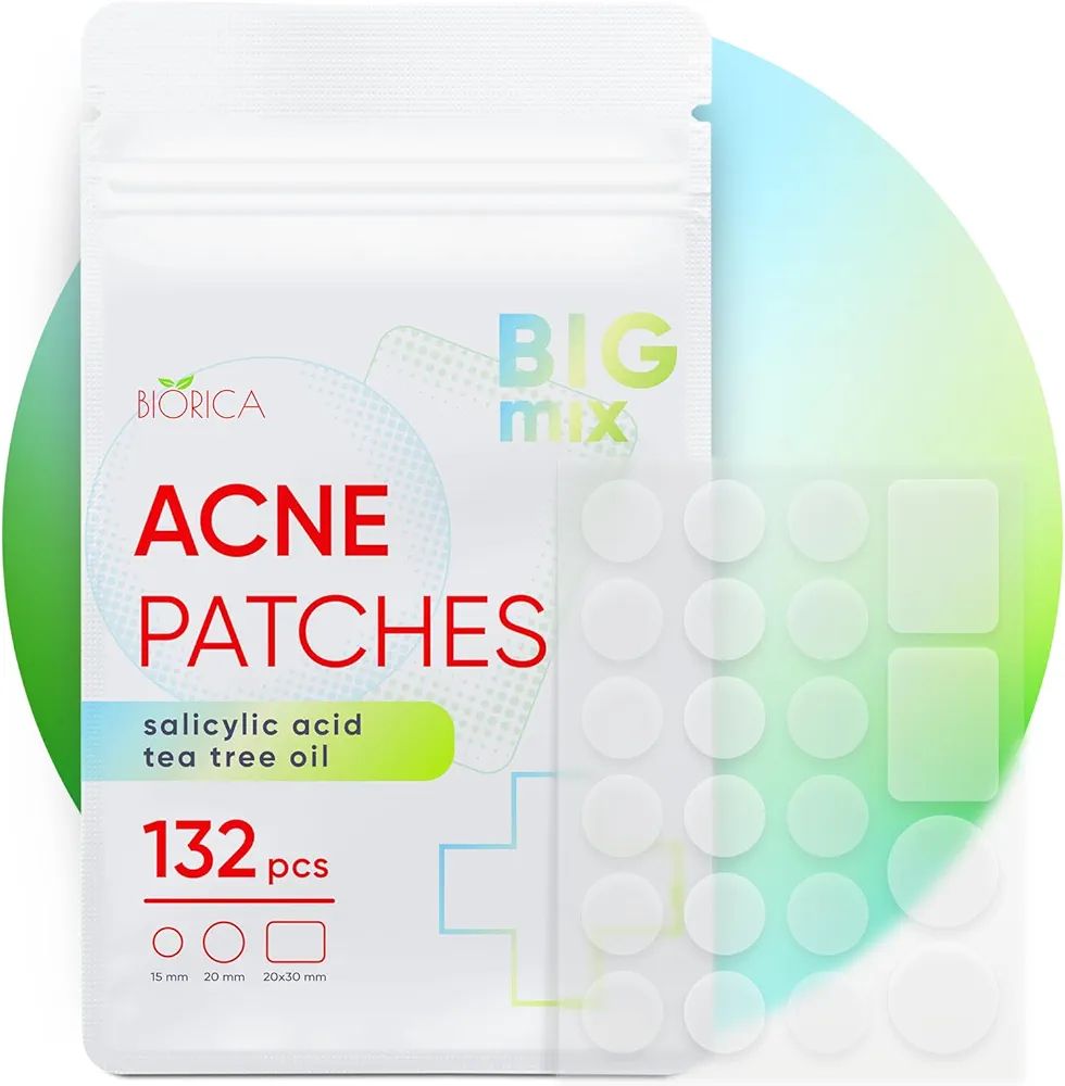 Pimple Patches for Face with Tea Tree Oil 132 pcs. Hydrocolloid Acne Pimple Patches. Blemish Patches, Acne Dots, Pimple Stickers, Acne Patch and Pimple Patch