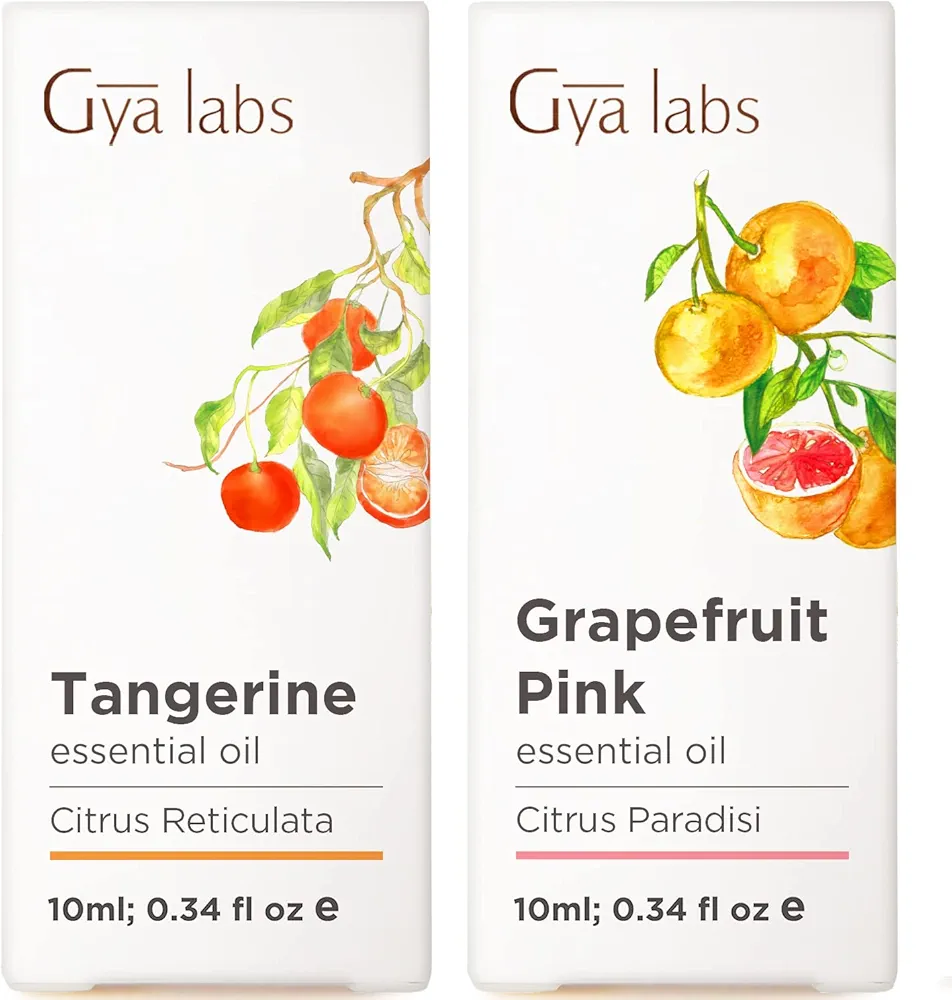 Tangerine Essential Oil for Diffuser & Grapefruit Essential Oil for Diffuser Set - 100% Natural Aromatherapy Grade Essential Oils Set - 2x0.34 fl oz - Gya Labs