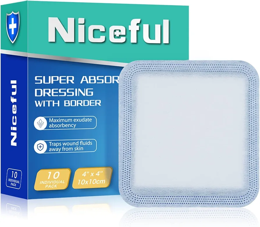 4x4 Super Absorbent Wound Dresssing - HSA FSA Eligible, Non-Adhesive Bandages for Wound care, Ultrasorb Gauze Pads 10 Pcs