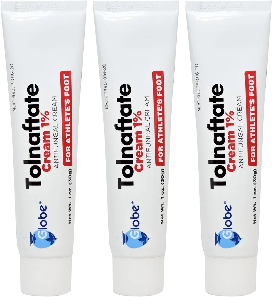 Globe Tolnaftate 1%, 1 Oz Antifungal Treatment, Proven Clinically Effective on Most Athlete’s Foot and Ringworm (3 Pack)