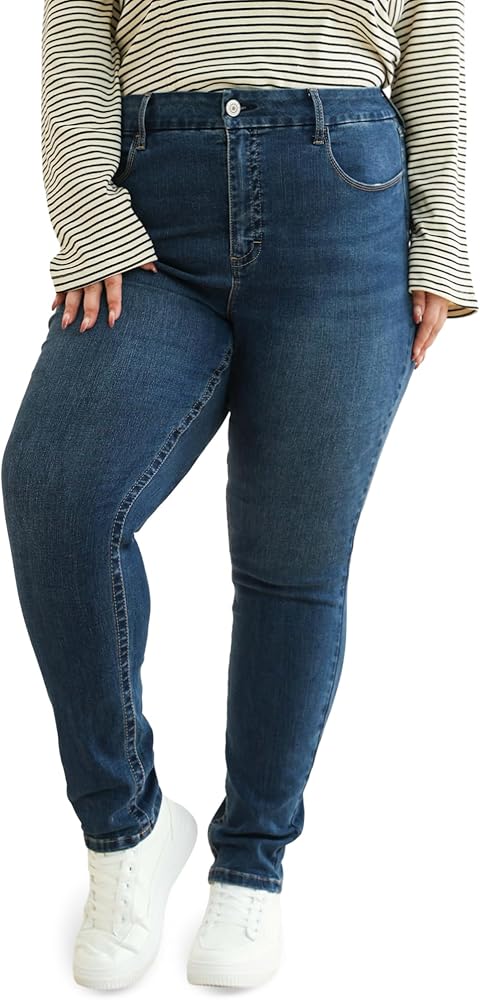 Women's Plus Size Slim Fit Skinny Jeans High Waist Totally Shaping Denim Jeans