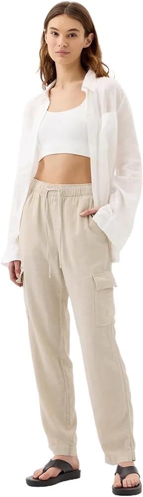 GAP Women's Easy Pant Linen Cargo