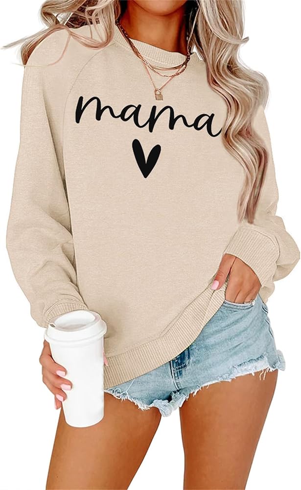 Dressmine Womens Casual Long Sleeve Crewneck Loose Mama Sweatshirt Graphic Shirts Pullover Tops