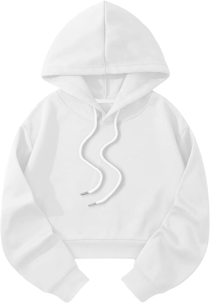 SHENHE Women's Cropped Sweatshirt Long Sleeves Drawstring Pullover Simple Crop Hoodie