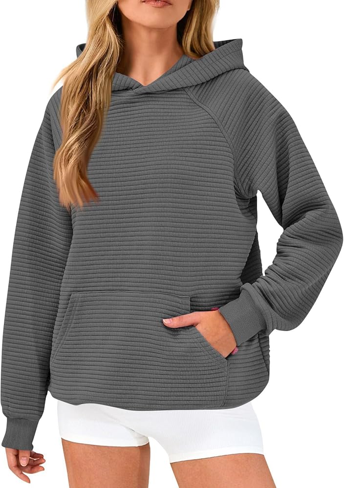 Hoodies for Women Casual Hooded Oversized Sweatshirts with Kangaroo Pocket Raglan Long Sleeve Loose Pullover Tops