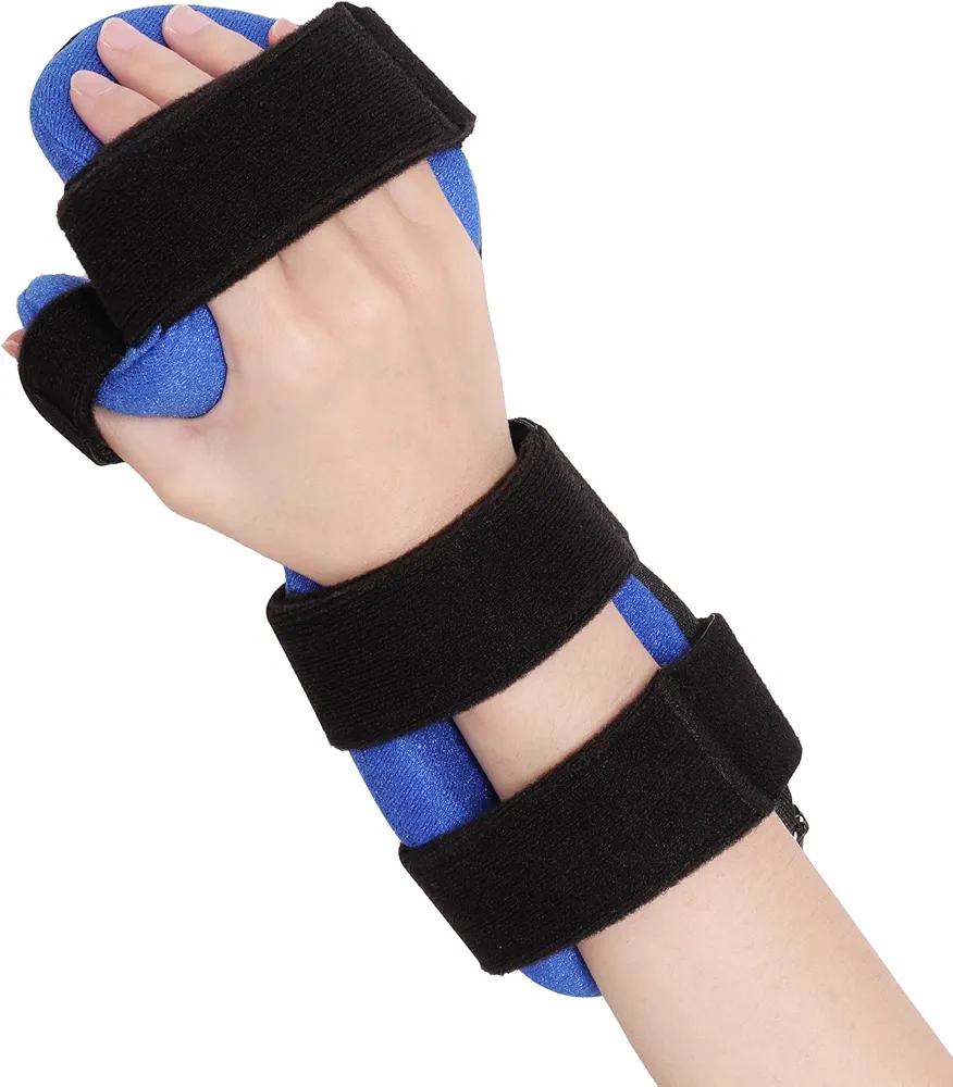 Resting Hand Splint Right & Left, Wrist Finger Splint Night Support for Carpal Tunnel, Finger Contractures, Stroke Hand Brace with Finger Support for Arthritis, Stroke Recovery, S