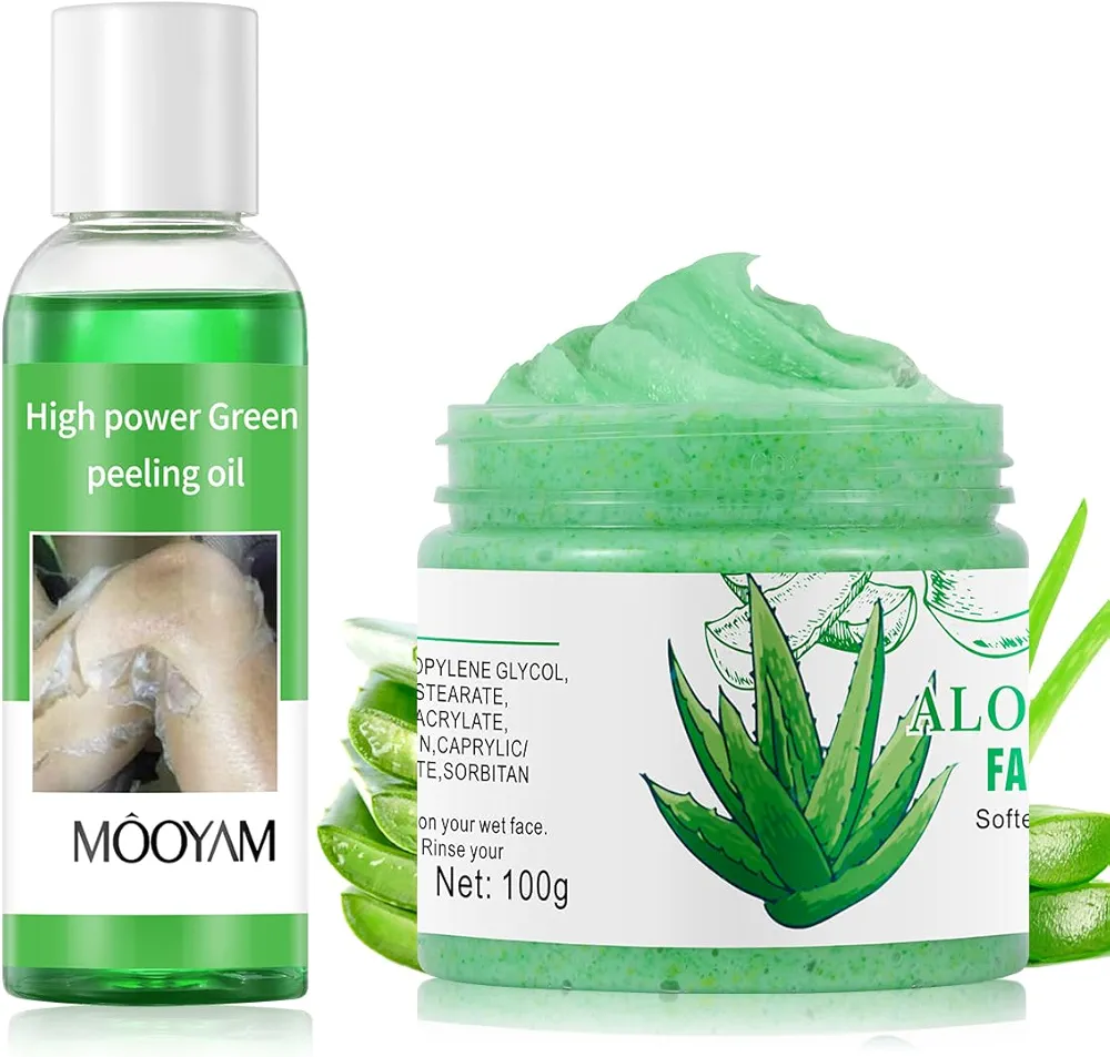 Green Peeling Oil and Aloe Vera Exfoliating Facial Scrub