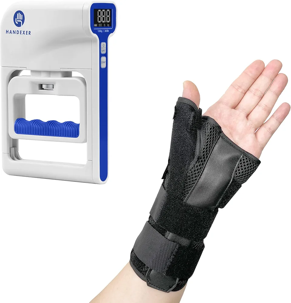 Thumb Spica Splint and Wrist Brace Grip Strength Tester 265lb/120kg, Digital Hand Dynamometer…