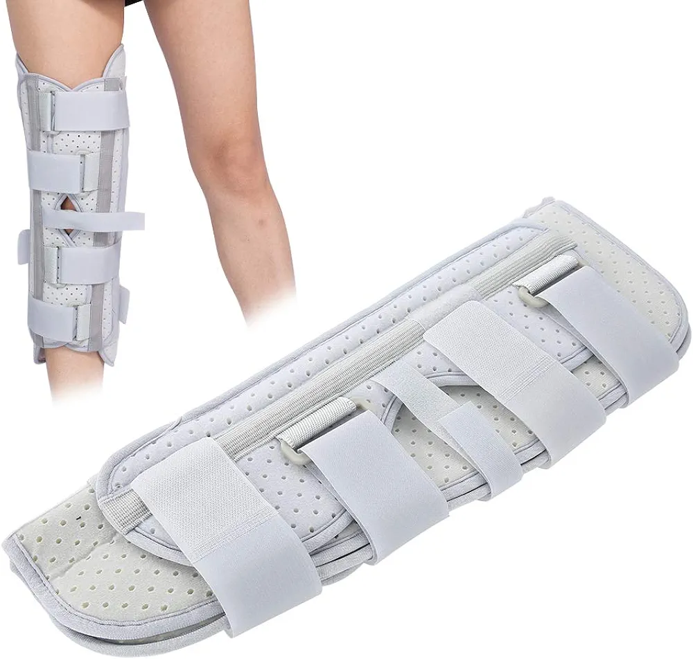 Knee Brace, Knee Immobilizer Full Leg Brace - Straight Leg Support - Knee Splint, Knees Fixation Stabilization Fracture Ankle Support Adjustable Knee Joint Brace Knee Immobilizer