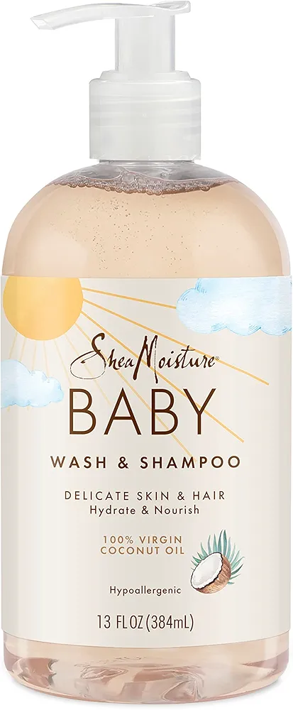 SheaMoisture Baby Wash and Shampoo 100% Virgin Coconut Oil for Baby Skin Cruelty Free Skin Care 13 oz