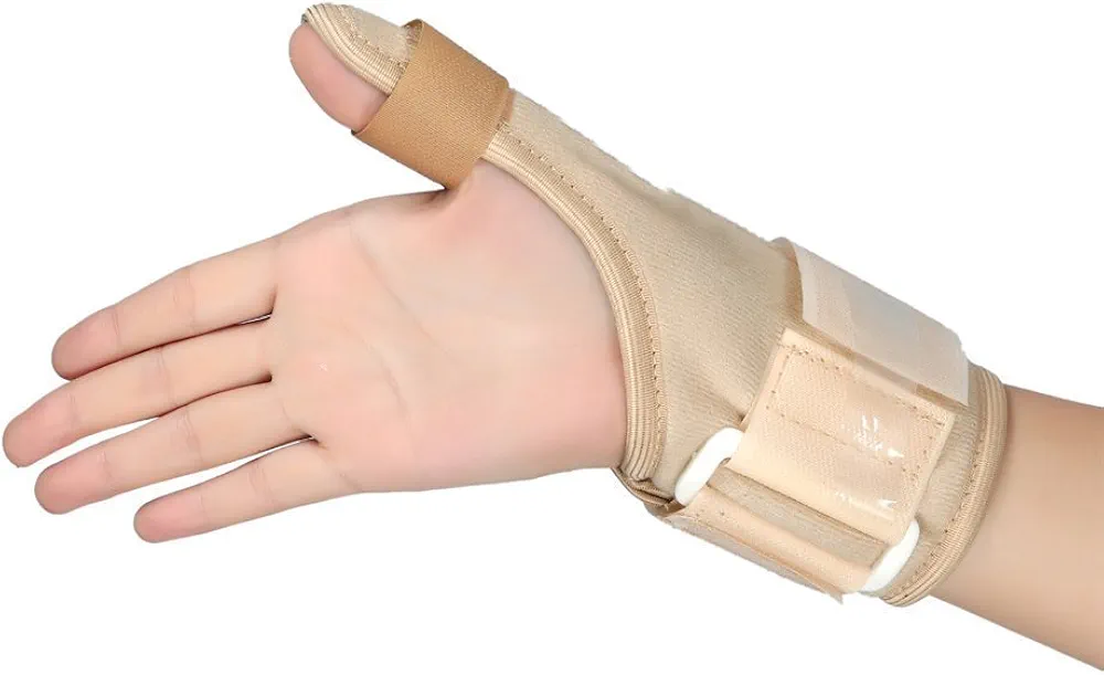 HealthGoodsIn - Thumb Spica Splint | Thumb Stabilizer | Thumb Brace for Tissue Injuries | Support Brace with Thumb Spica Lightweight, Breathable | Fits for Both Hands (Beige)