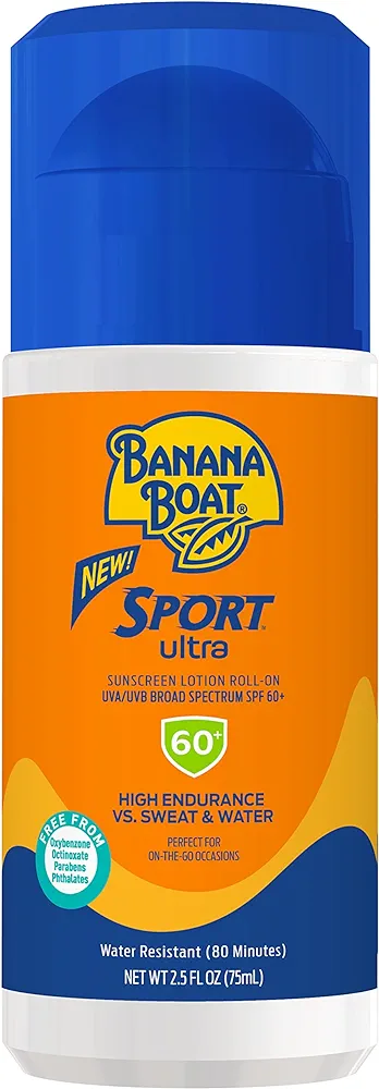 Banana Boat Sport Ultra SPF 60 Roll On Sunscreen, 2.5oz | Sunscreen Roller, Travel Size Sunscreen, Oxybenzone Free Sunscreen, SPF 60 Sunscreen Roll On, Water Resistant Sunscreen, 2.5oz