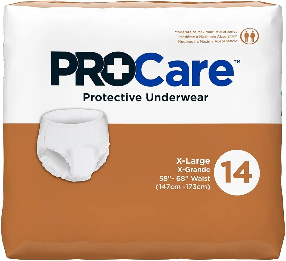 39283100 White Extra Large ProCare Adult Moderate Absorbent Underwear - Pack of 14