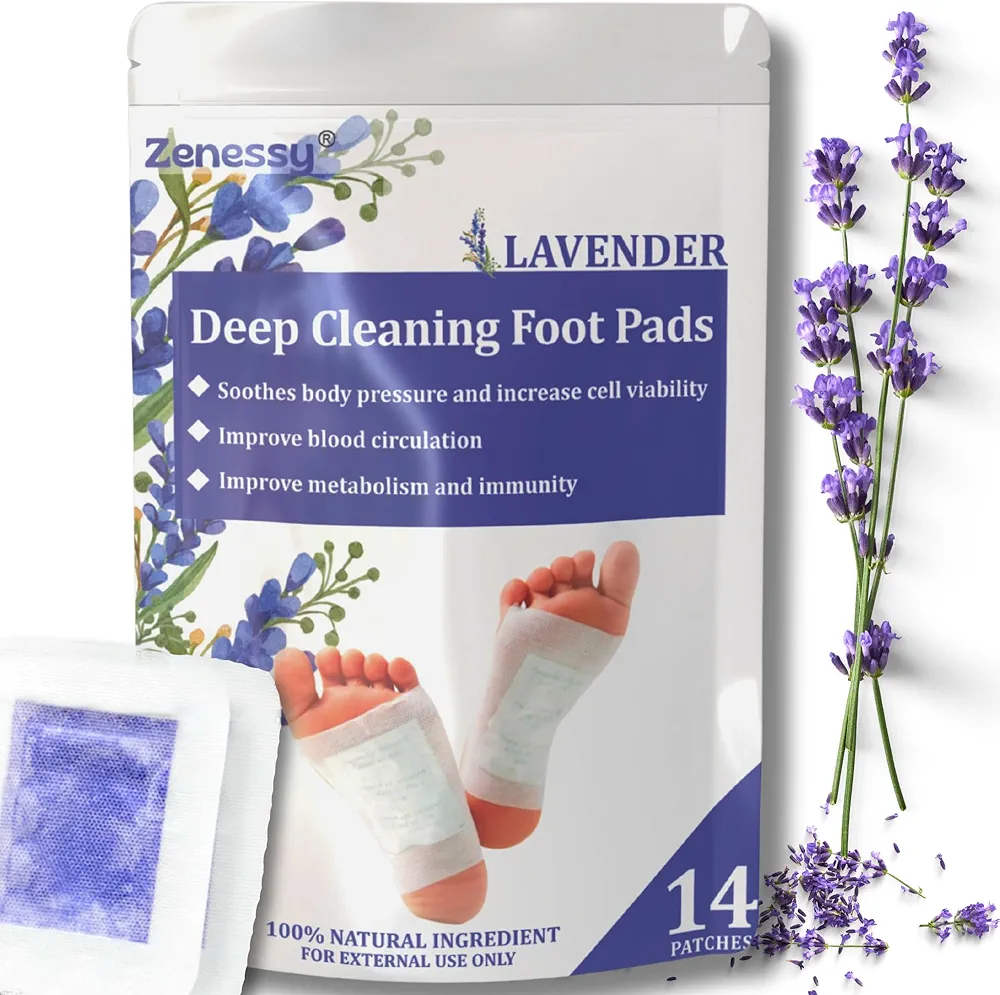 14 Pads | Deep Cleansing Foot Pads | Better Sleep & Foot Care | Lavender Foot Patches | Organic Japanese Foot Pads | Cleanse & Energize | Organic Herbal Ingredients (Levander)