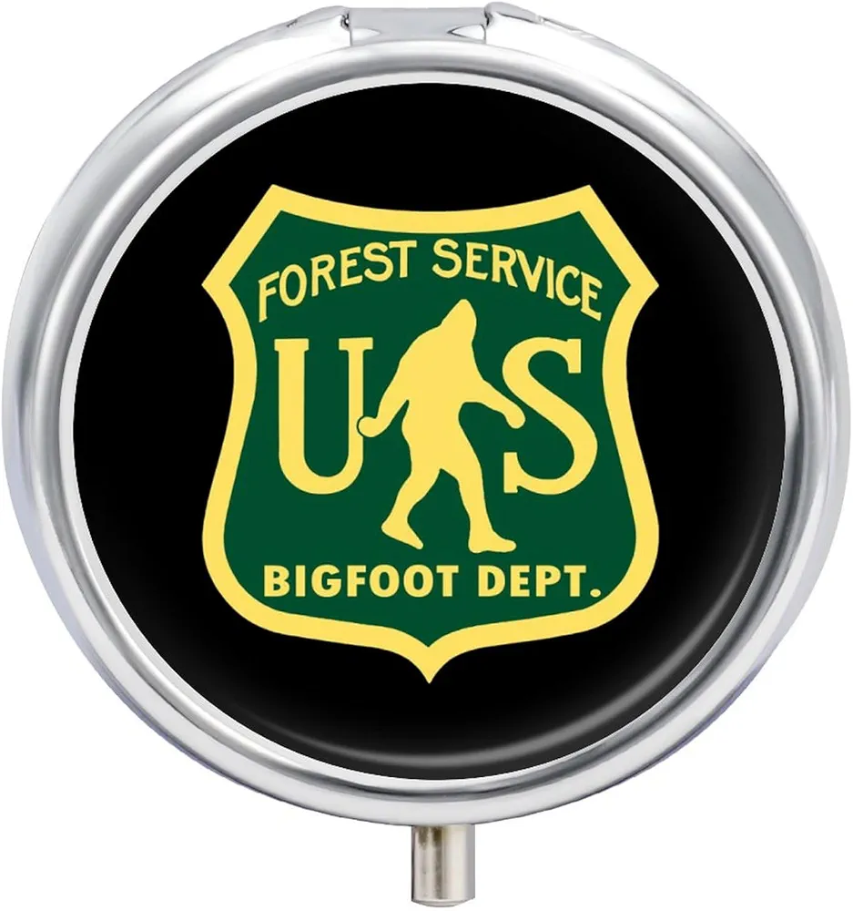 US Forest Service Bigfoot Dept Travel Pill Organizer Portable Pill Case Small Pill Box Container for Purse Pocket