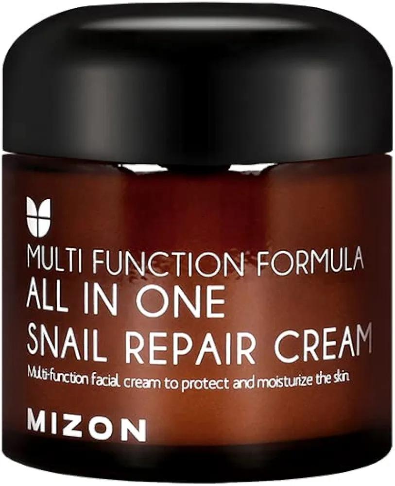 MIZON All in One Snail Repair Cream, Snail Mucin with 12 Natural Extracts, Centella Asiatica, Hyaluronic Acid, Recovery Cream, Korean Skincare, Wrinkle & Blemish Care (2.53 Fl Oz Pack of 1)