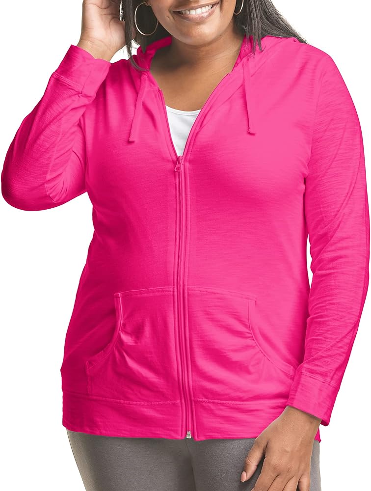 Just My Size Womens Full Zip Slub Hoodie Plus Size