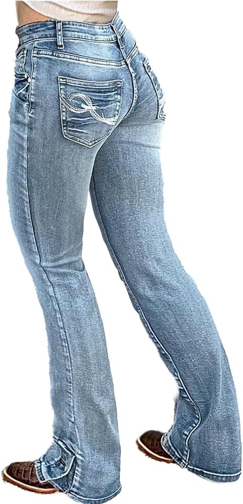 Flamingals Butt Lifting Bootcut Jeans Stretchy Casual Tummy Control Trendy Flare Leg Jeans for Women 2024