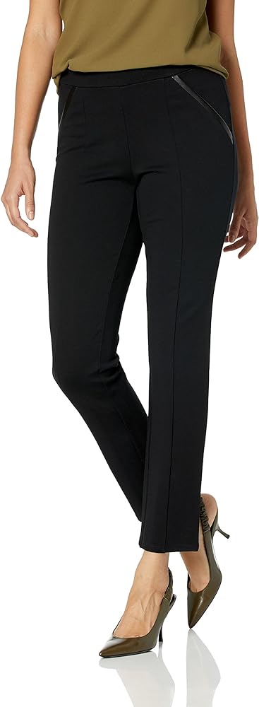 Rafaella Missy Slim Ponte Dress Pants For Women, Pull-On Waistband, Stretch, Comfort Fit, Flat Front