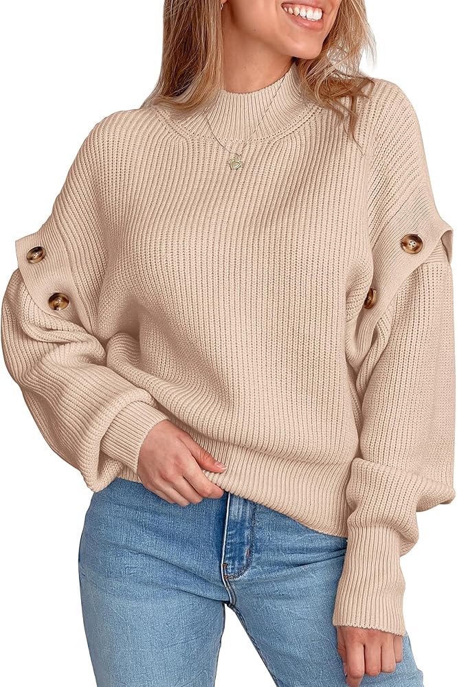 PRETTYGARDEN Women's Knit Pullover Sweater 2024 Fall Fashion Clothes Long Sleeve Mock Neck Blouse Tops