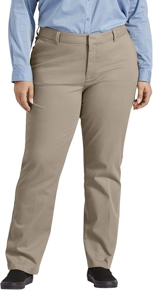 Dickies Women's Size Perfect Shape Straight Twill Pant-Plus