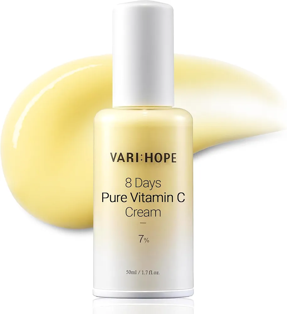 8 Days Pure Vitamin C Cream (1.7fl oz) - Korean Moisturizer for Radiant Skin. Deep Hydration, Glow, Nourishment. Stabilized Vitamin C, Kakadu Plum, Beta-Glucan.