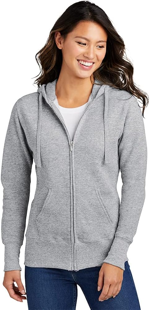 Port & Company Ladies Classic Full-Zip Hooded Sweatshirt LPC78ZH -Athletic HEA XXL