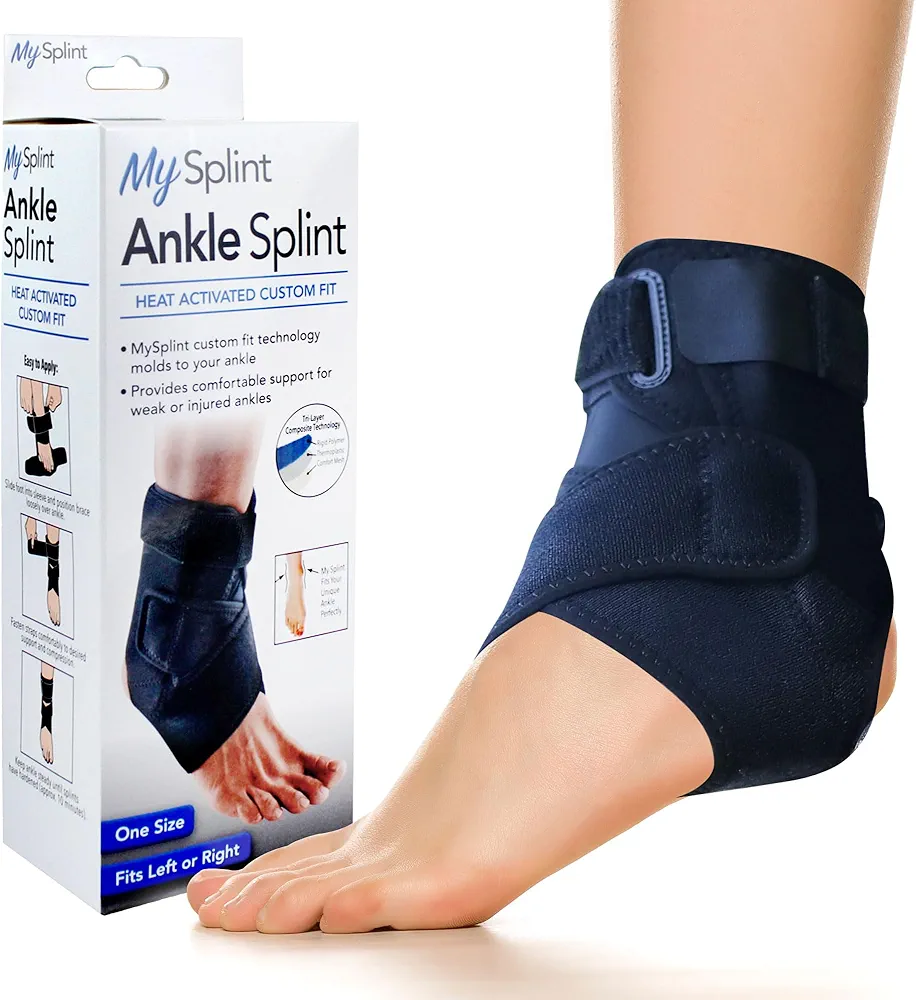 Custom Fit Ankle Splint, Moldable Thermoplastic Ankle Brace for Strains, Sprains, Ankle Injury and More, One Size